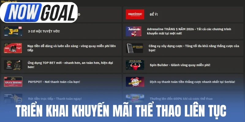 Triển khai khuyến mãi thể thao liên tục
